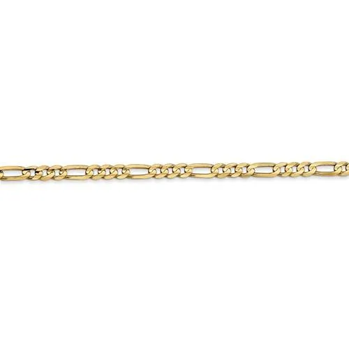 14K Yellow Gold 3mm Concave Open Figaro Bracelet Anklet Choker Necklace Pendant Chain