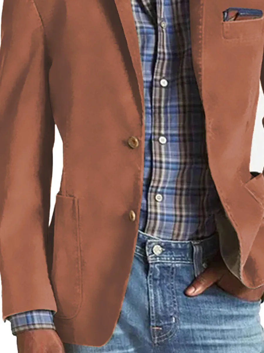 【24-hour shipping】Retro Solid Color 3 Pocket Casual Blazer