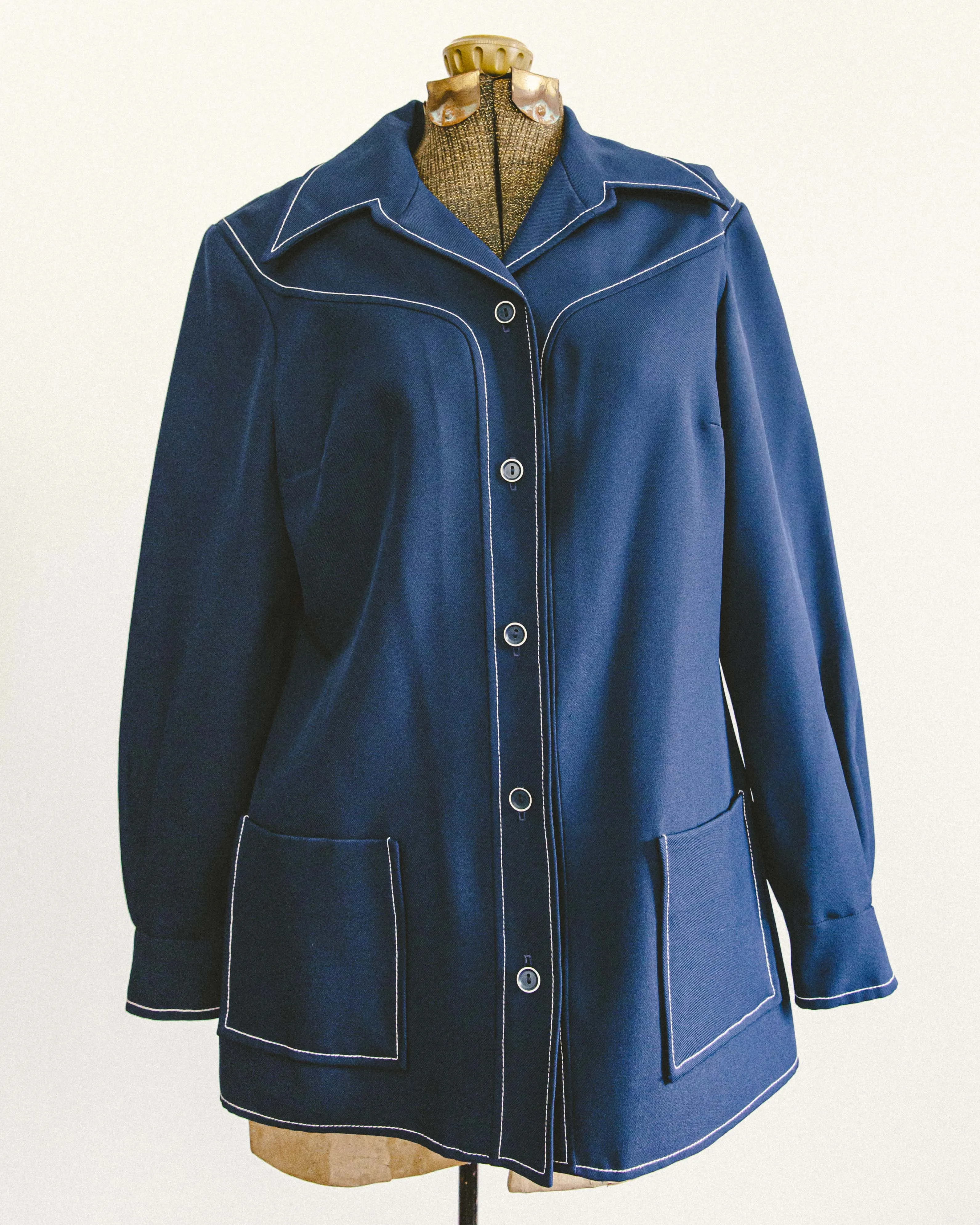 70's Contrast Stitch Shirt Jacket