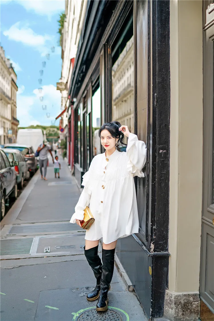 8GIRLS DESIGN FRILL SLEEVE SHIRT DRESS WITH BUTTON THROUGH DETAIL