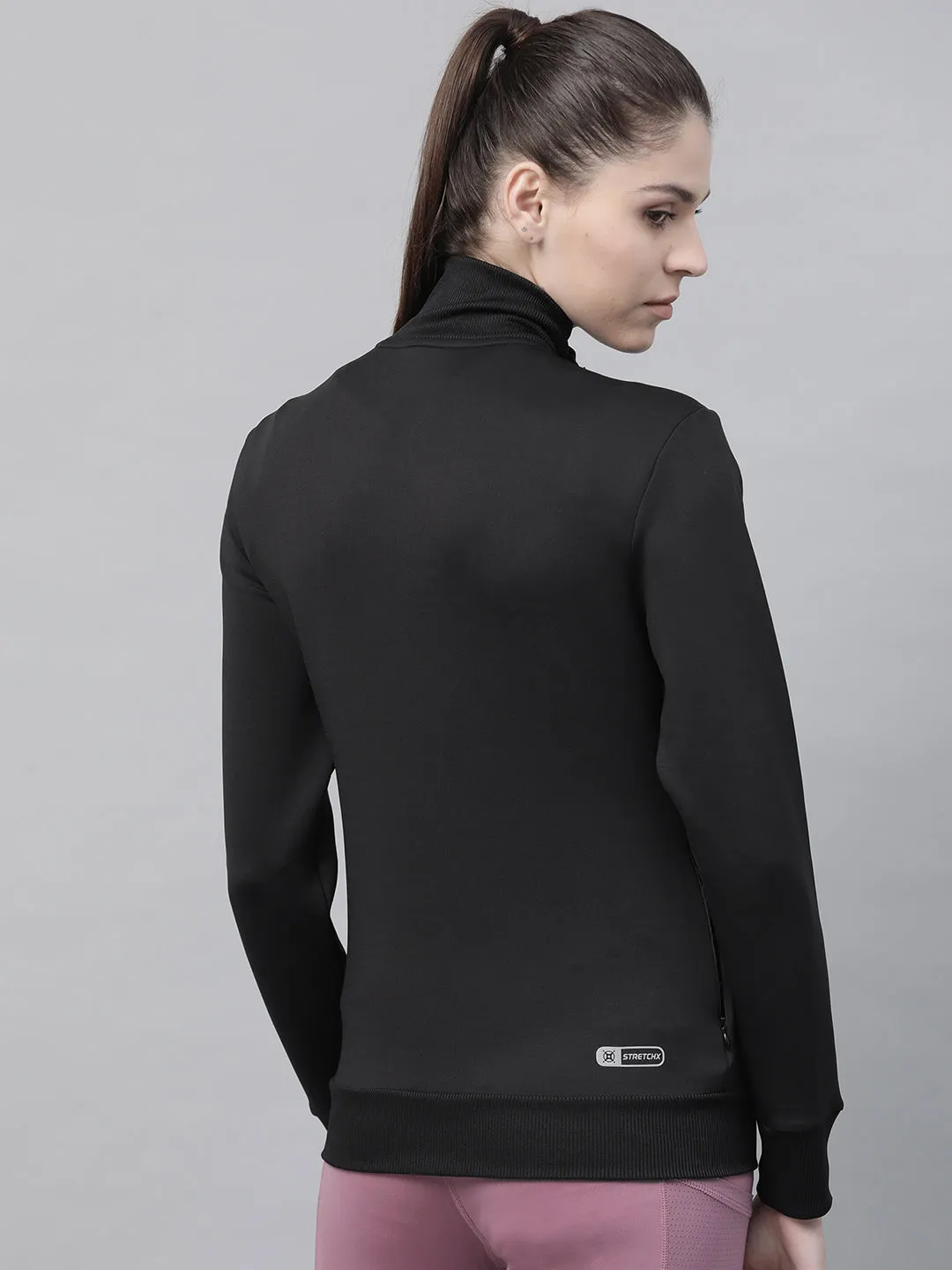 Alcis Nari Women Black Solid Lightweight Sporty Jacket