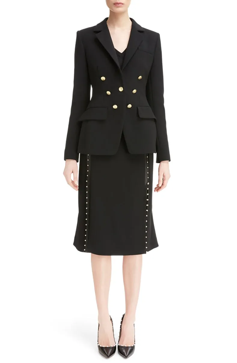 Altuzarra Ward Black Blazer with Gold Fox Buttons - 12