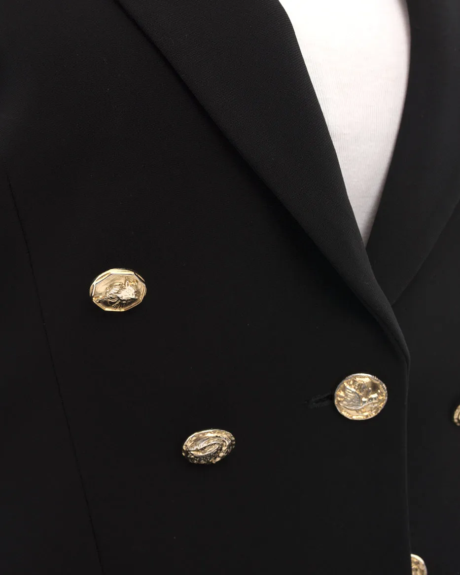 Altuzarra Ward Black Blazer with Gold Fox Buttons - 12