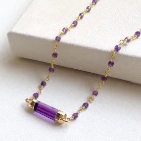 Amethyst Golden Bar Necklace