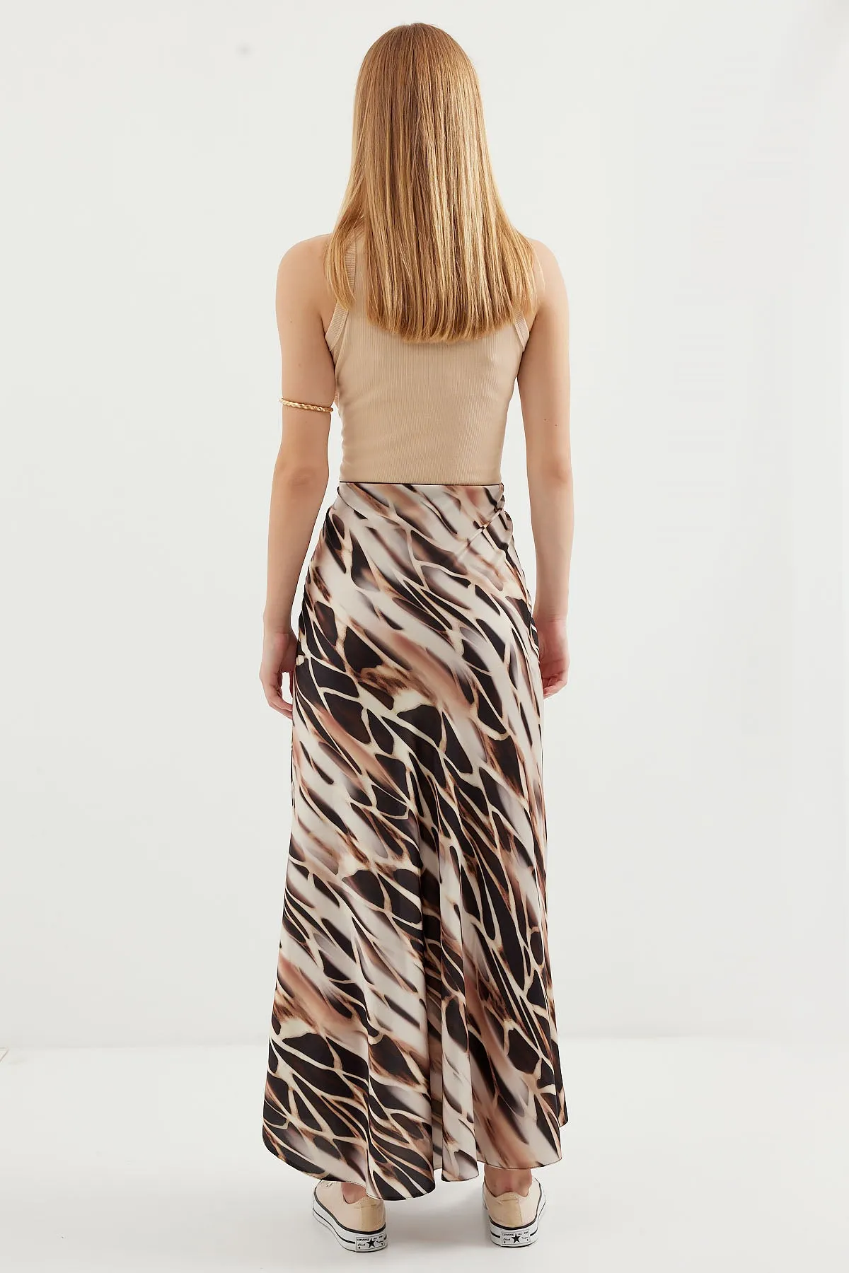 BGD Women Woman Patterned Satin Skirt 15877 - Ecru - Avondale