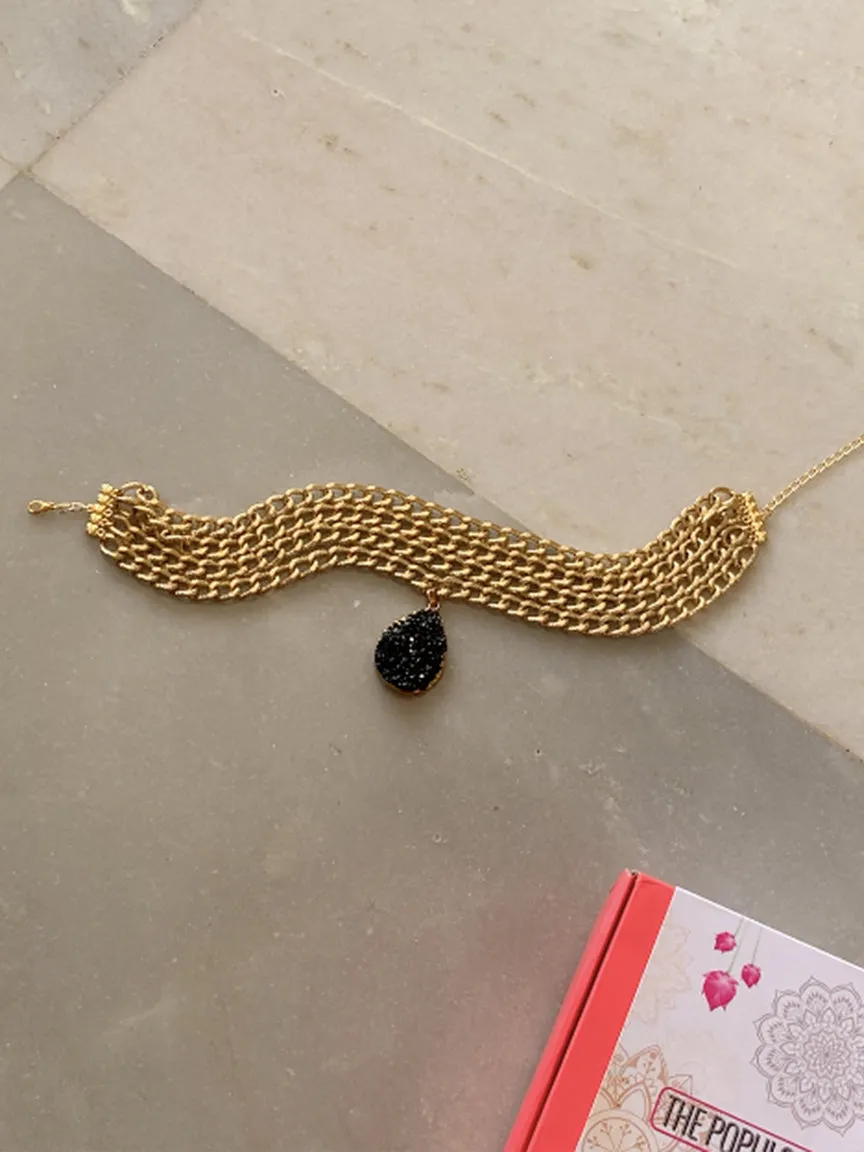 Black Druzy Statement Necklace