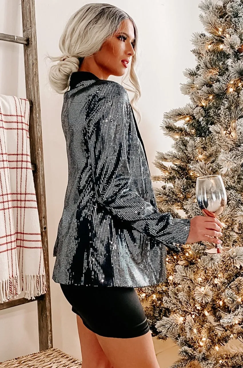 Black Ice Sequin Blazer (Black)