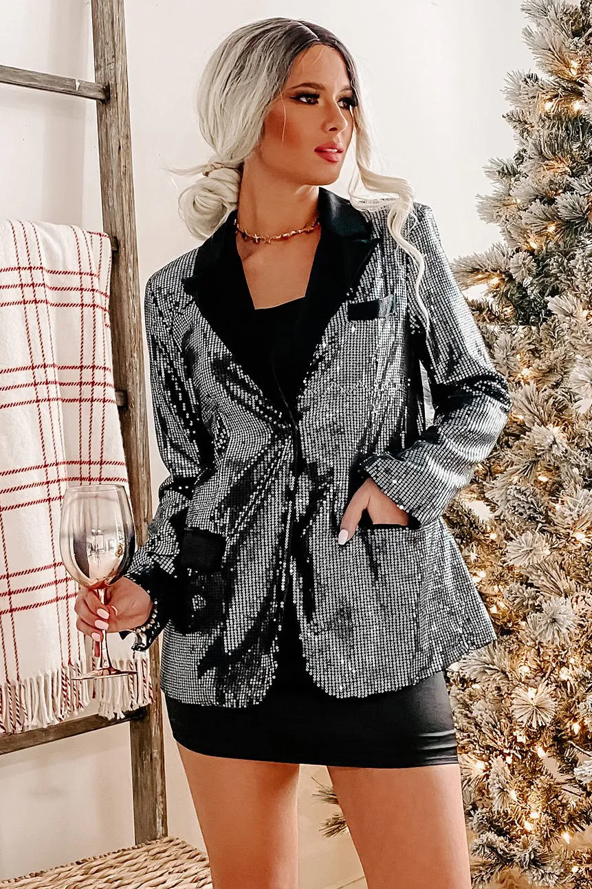 Black Ice Sequin Blazer (Black)