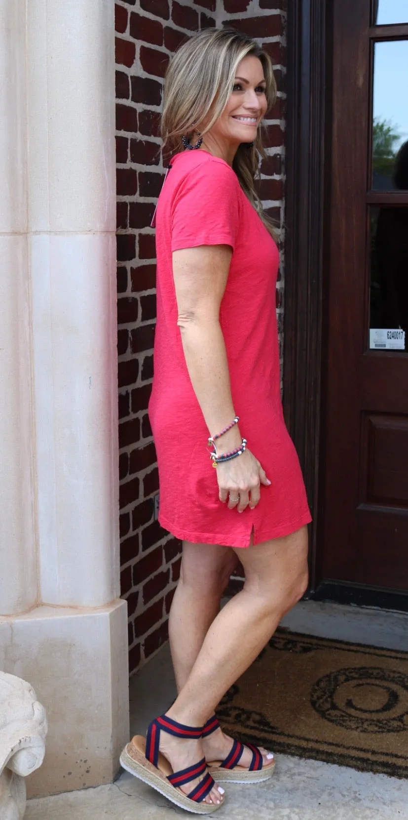 BOBI V-Neck BOURNE RawHem T-Shirt Dress