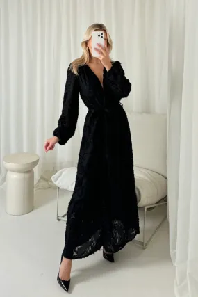 Bonnie black embroidered maxi dress