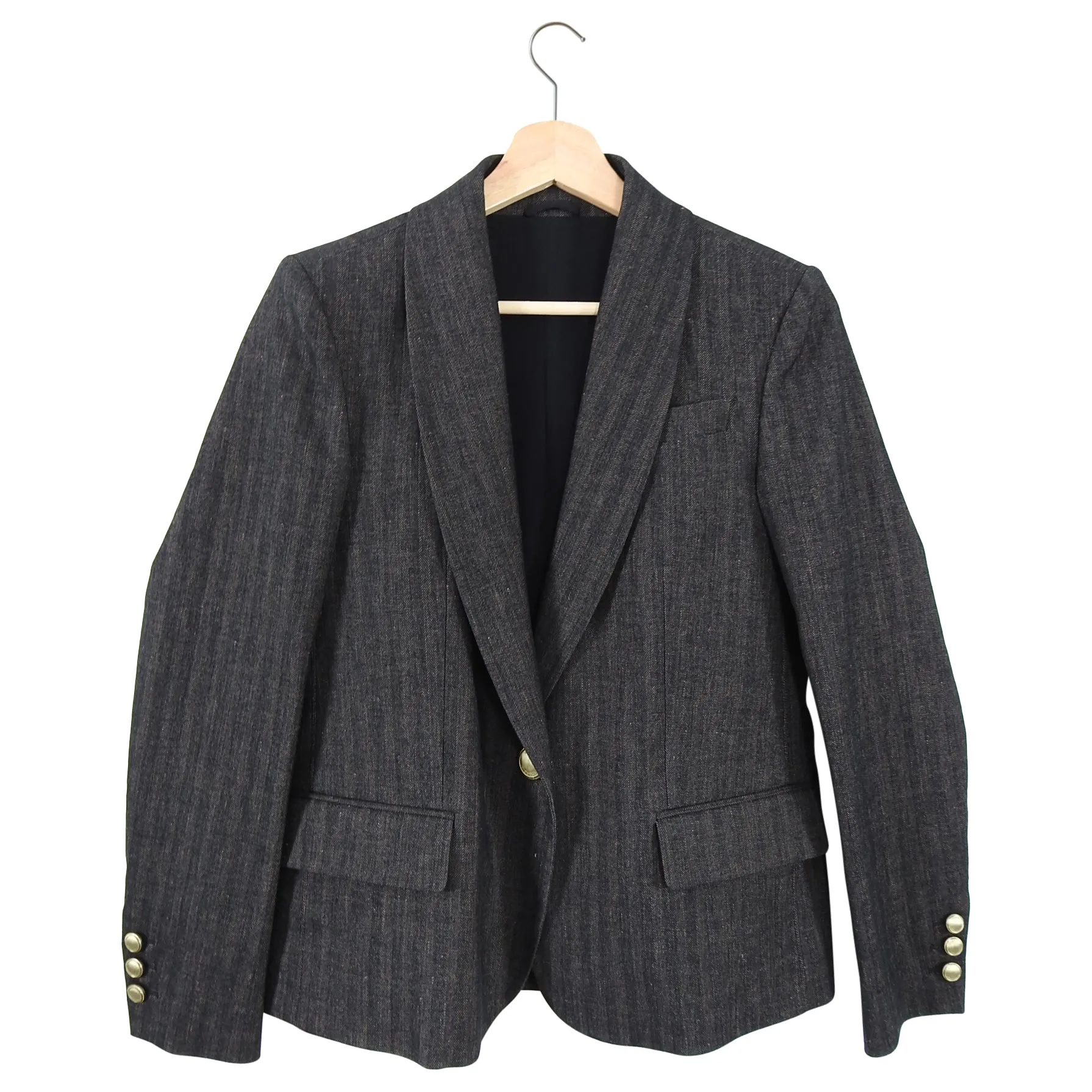 Brunello Cucinelli Brown Herringbone Blazer Jacket - S