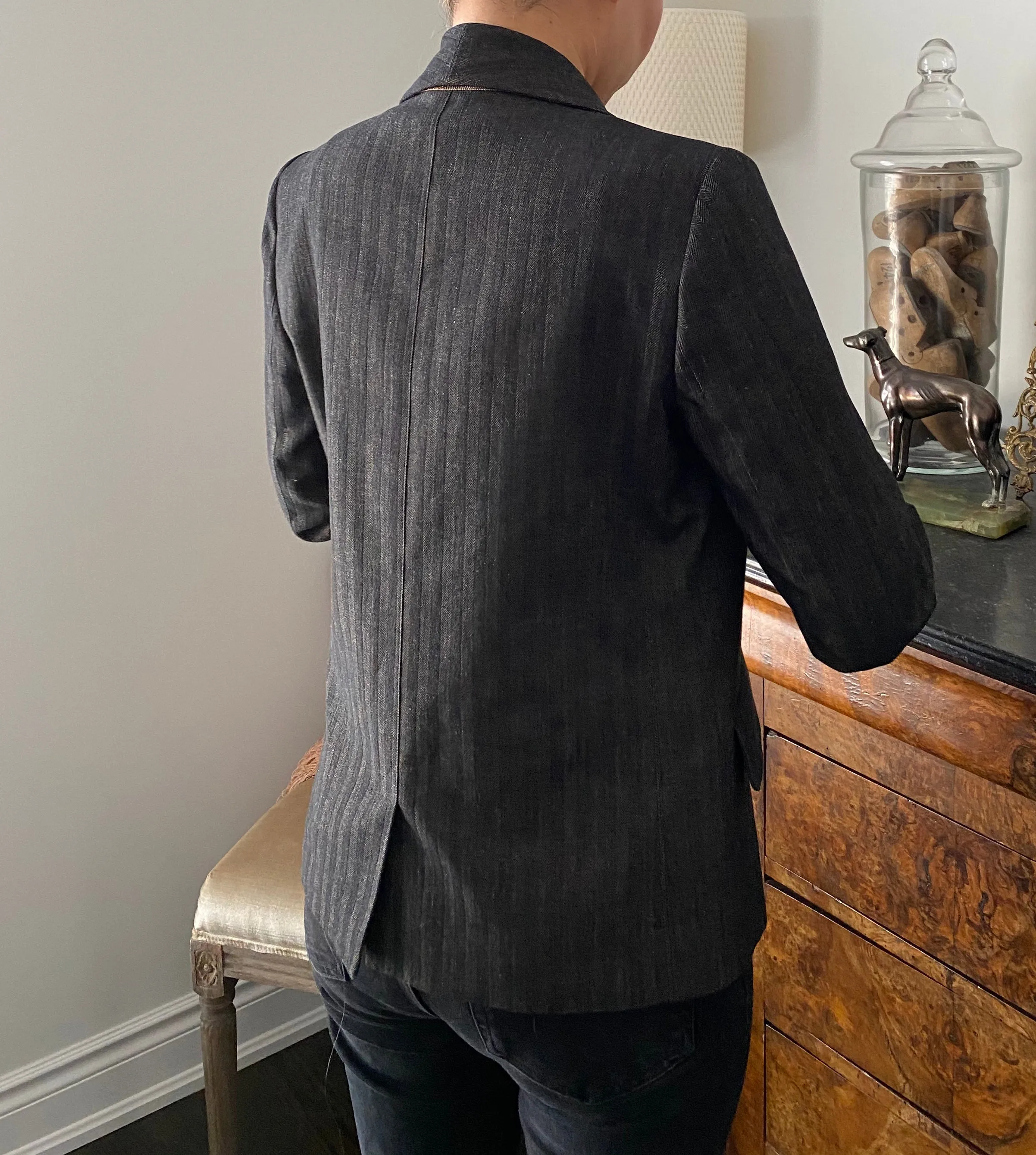 Brunello Cucinelli Brown Herringbone Blazer Jacket - S