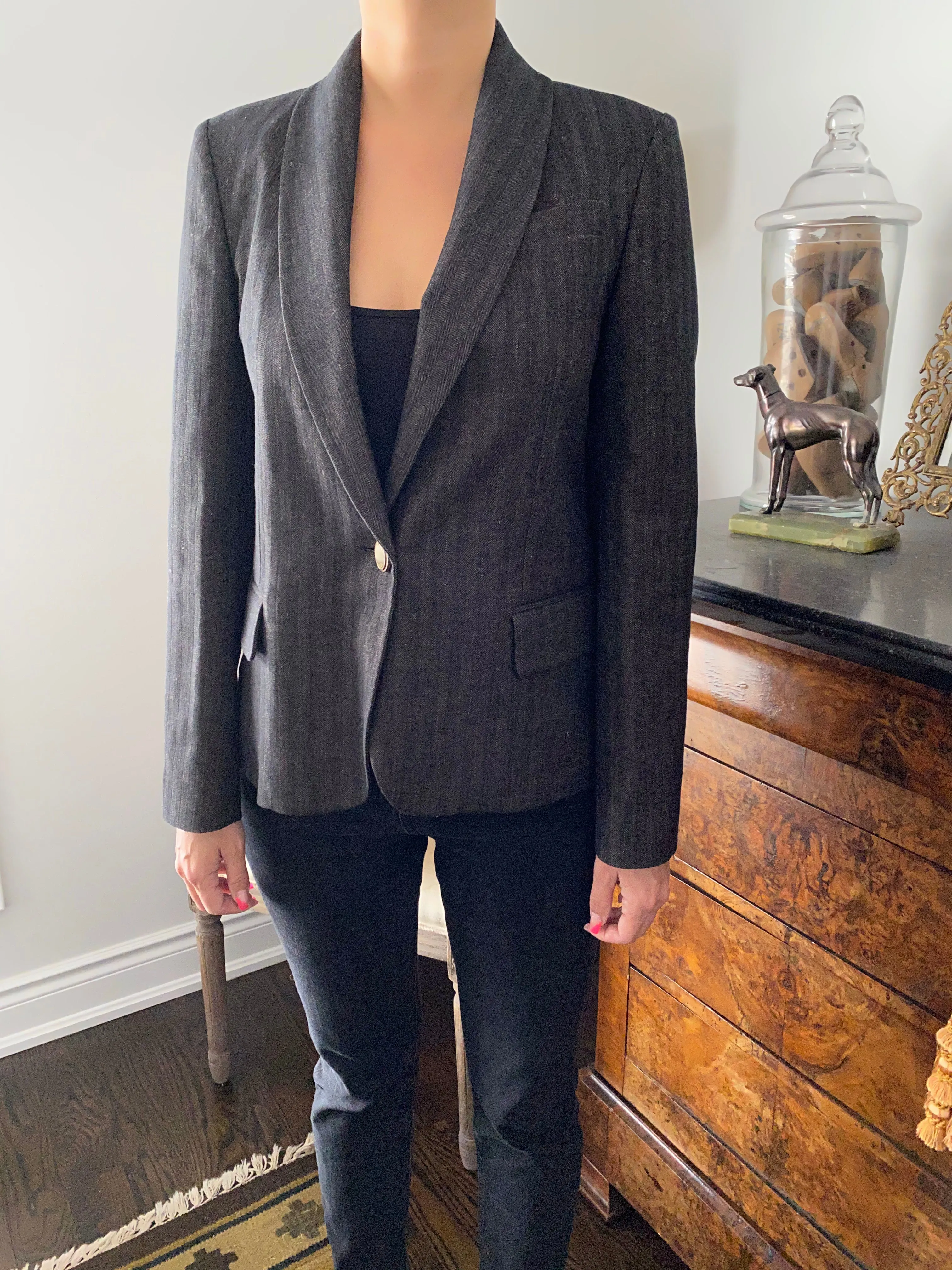 Brunello Cucinelli Brown Herringbone Blazer Jacket - S