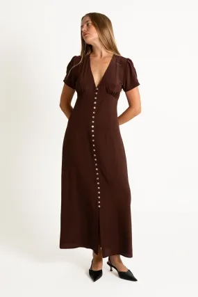 Button-Through Cap-Sleeve Dress - Ciocco