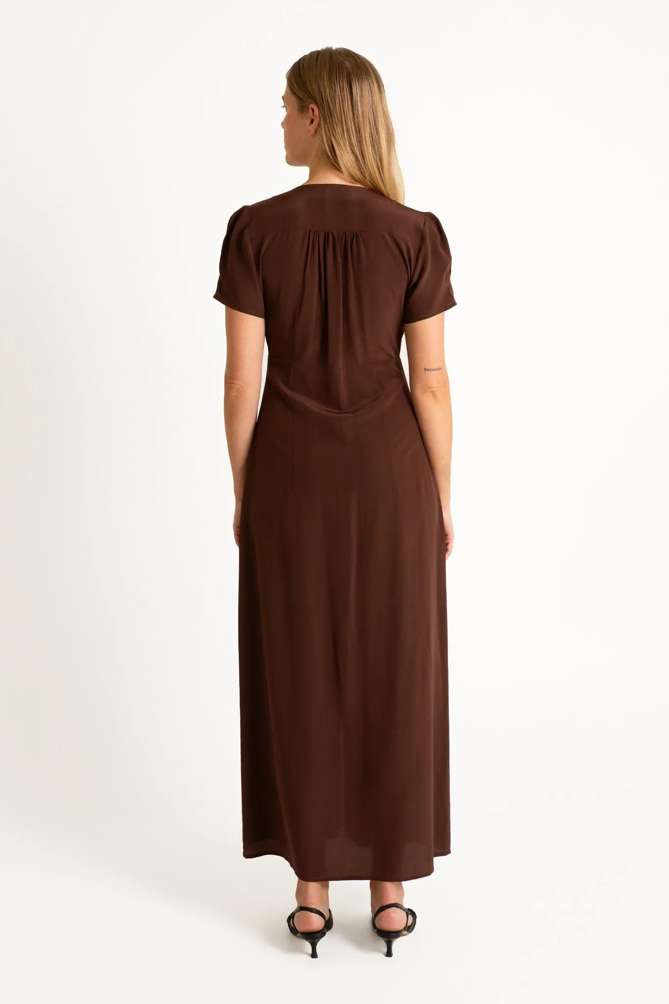 Button-Through Cap-Sleeve Dress - Ciocco