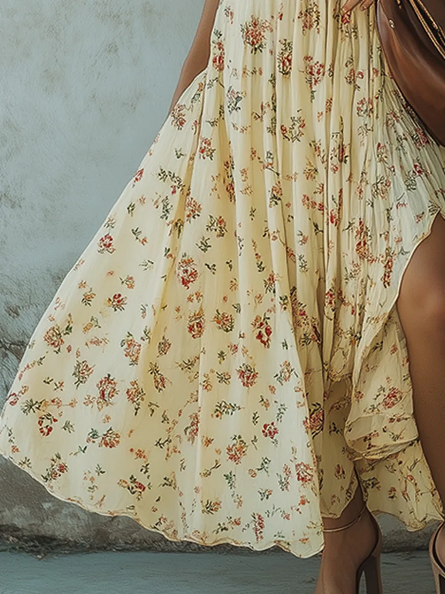 Casual V-neck Floral Maxi Dress