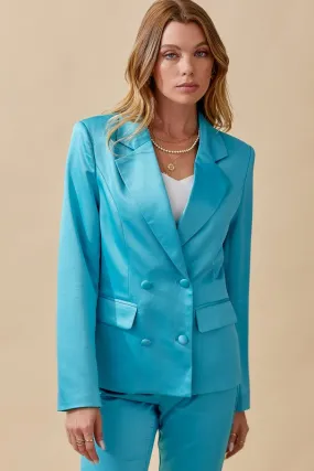 Charlene Double Breasted Satin Blazer