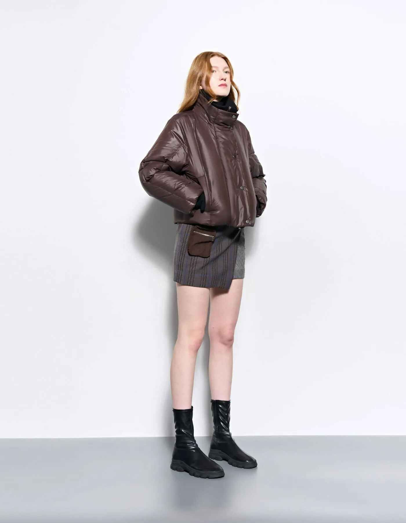 Check Panelled Mini Wrap Skirt