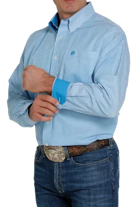 CINCH MEN'S TENCEL BLUE STRIPE BUTTON-DOWN WESTERN SHIRT