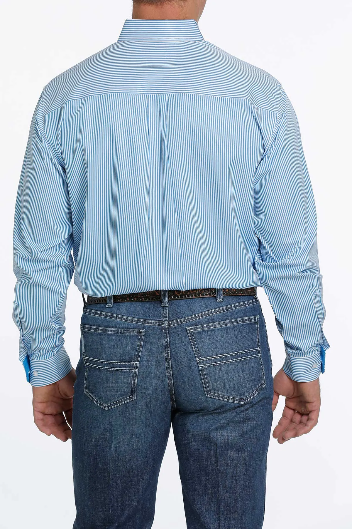 CINCH MEN'S TENCEL BLUE STRIPE BUTTON-DOWN WESTERN SHIRT