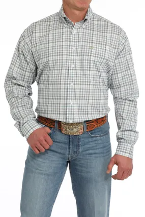 CINCH WHITE STRETCH PLAID BUTTON DOWN SHIRT