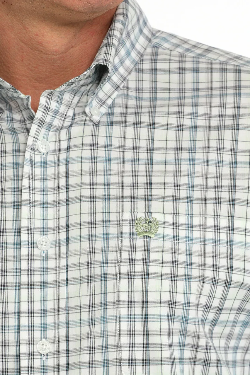 CINCH WHITE STRETCH PLAID BUTTON DOWN SHIRT