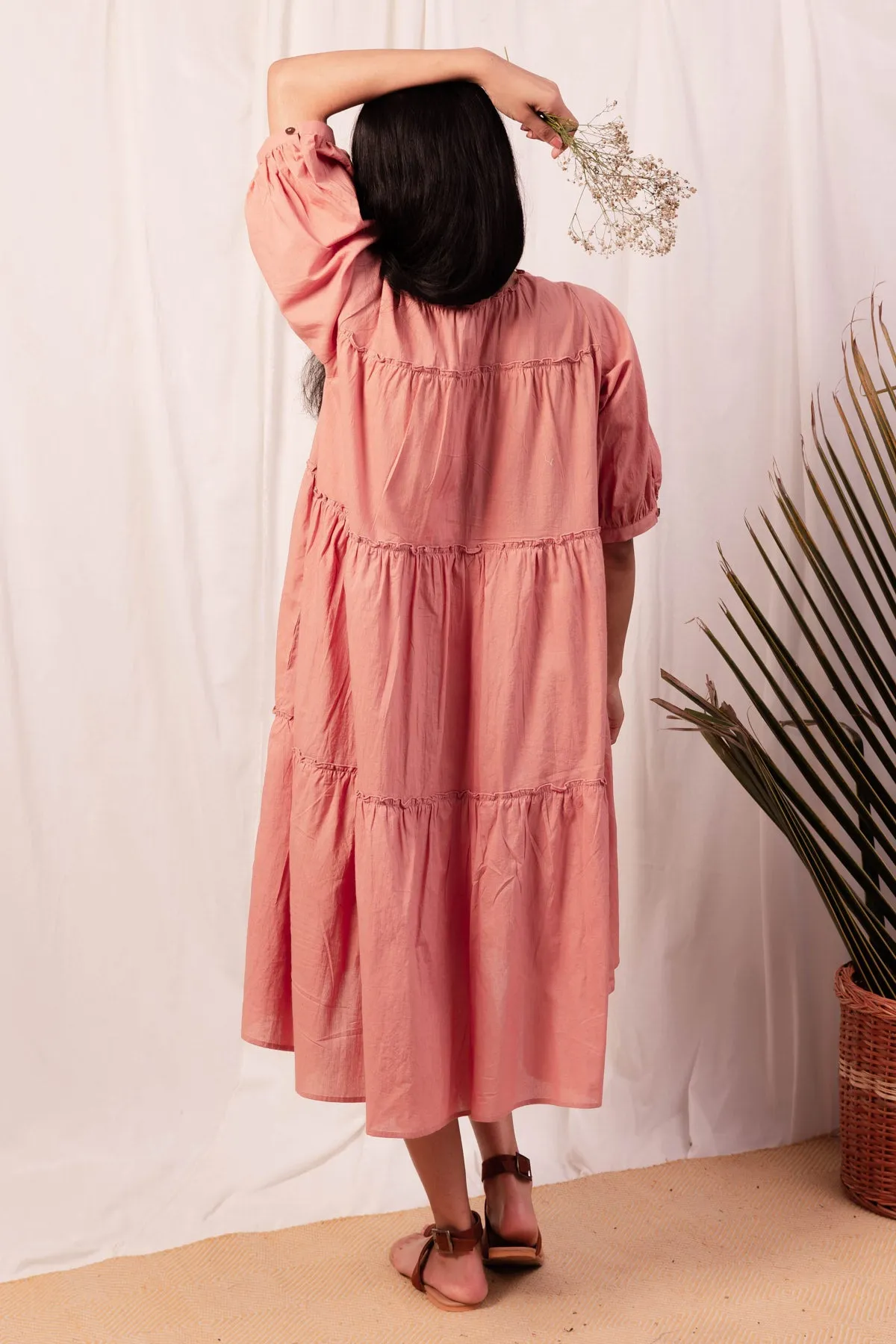 Coco Peasant Shirt Dress - Pink