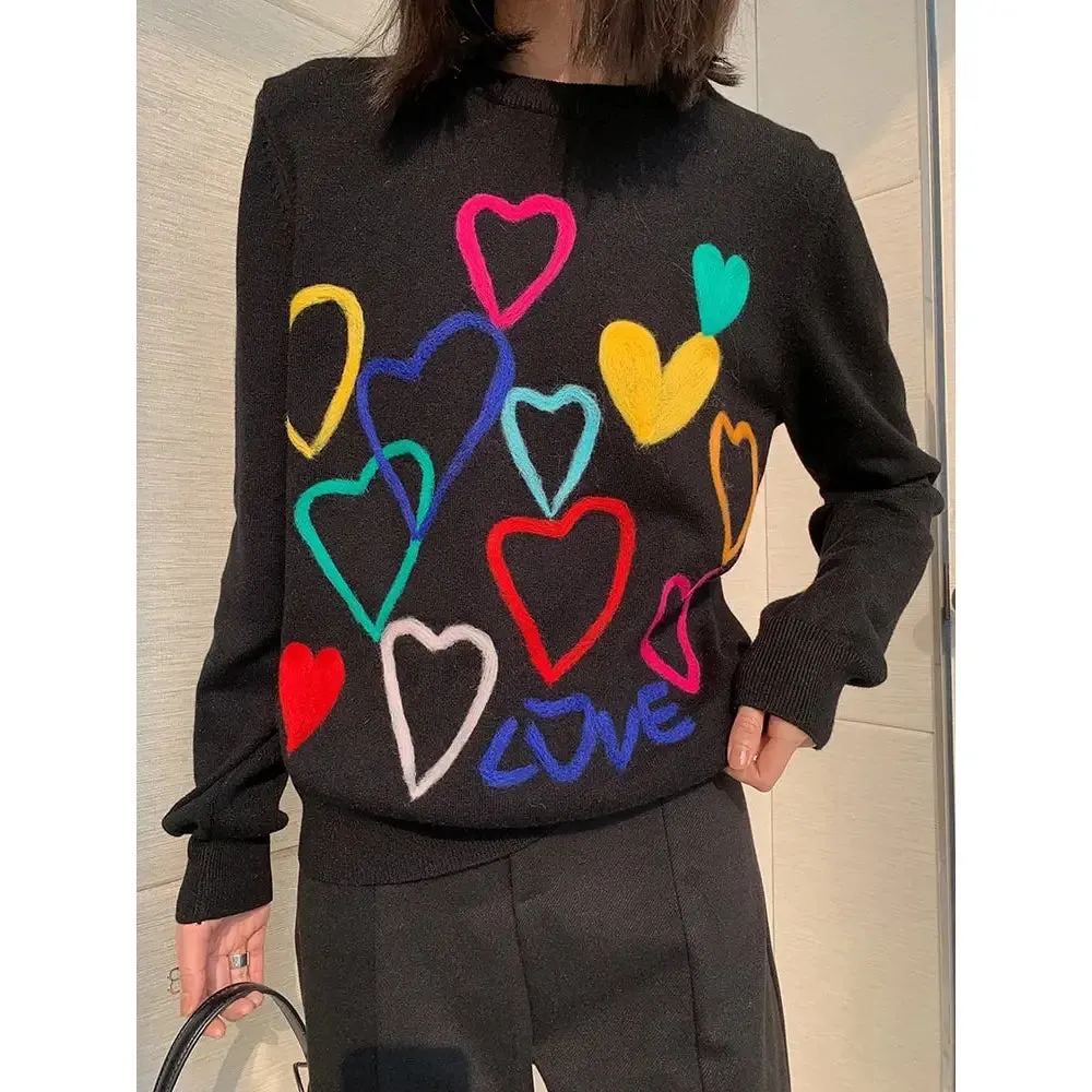 Colorful Heart Love Sweater
