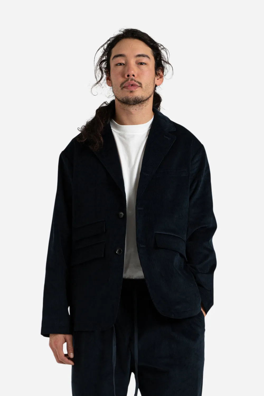 Corduroy Relax Set-Up Blazer Jacket - Navy