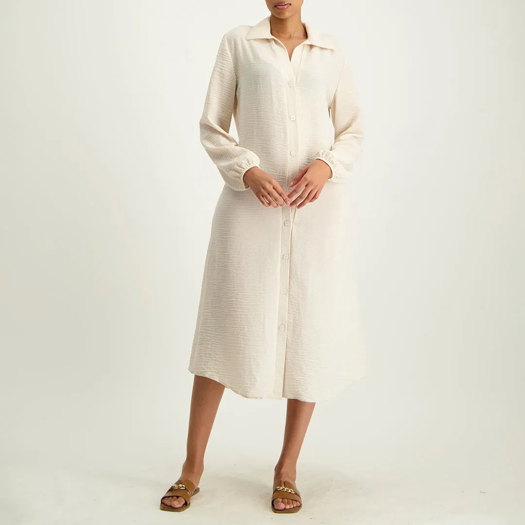 Cream Button Dress