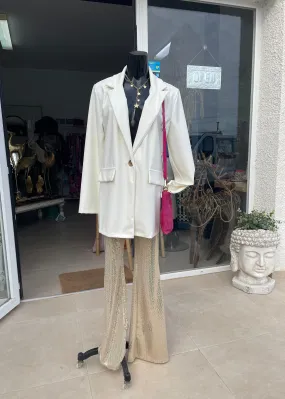 Cream Pleather Box Jacket