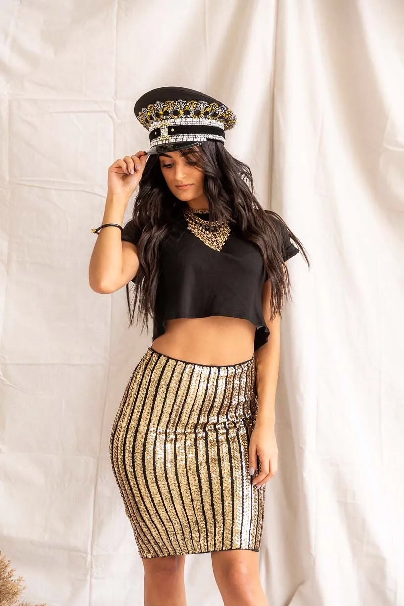 Crimson Nights | Festive Fitted Skirt