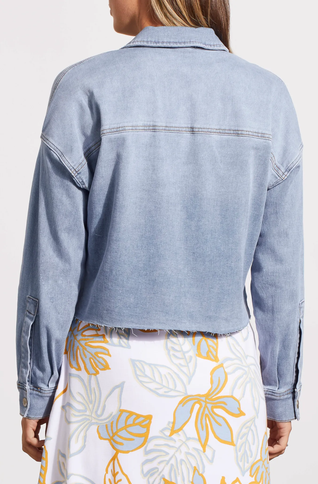 Crop Denim Shacket w/ Patch Pockets