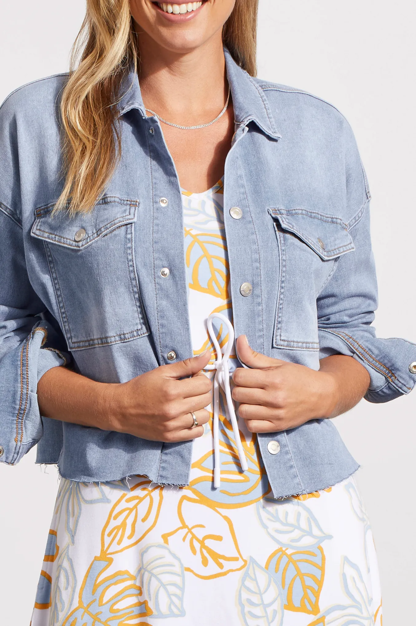 Crop Denim Shacket w/ Patch Pockets
