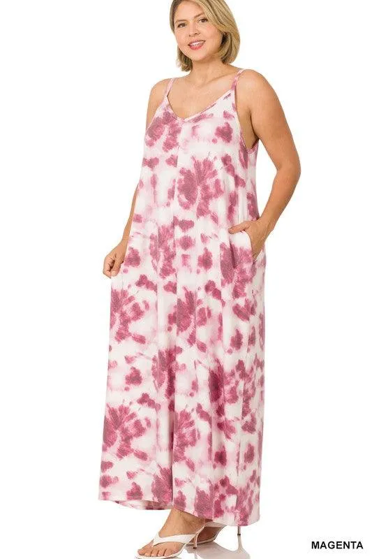 Curvy Soft French Terry Tie Dye Maxi Dress