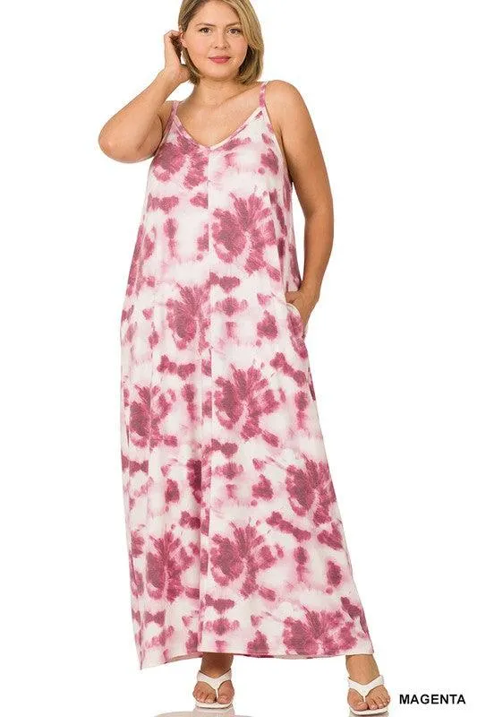 Curvy Soft French Terry Tie Dye Maxi Dress
