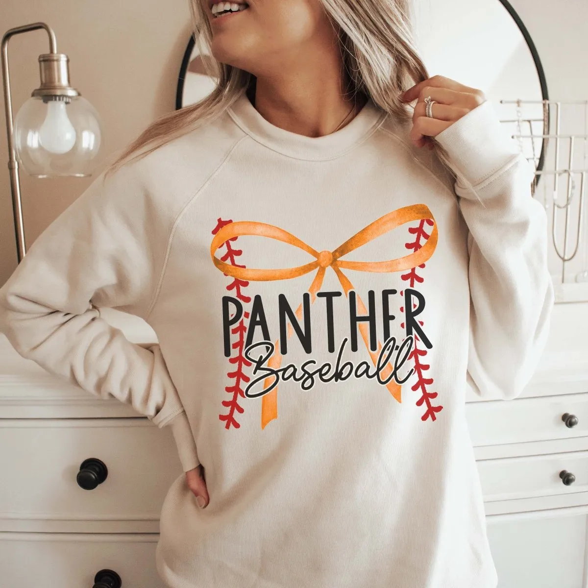 Custom Baseball Team With Bow Bella Sweatshirt