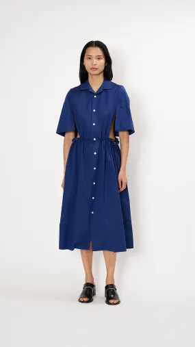 Cutout Shirt Dress in Blue