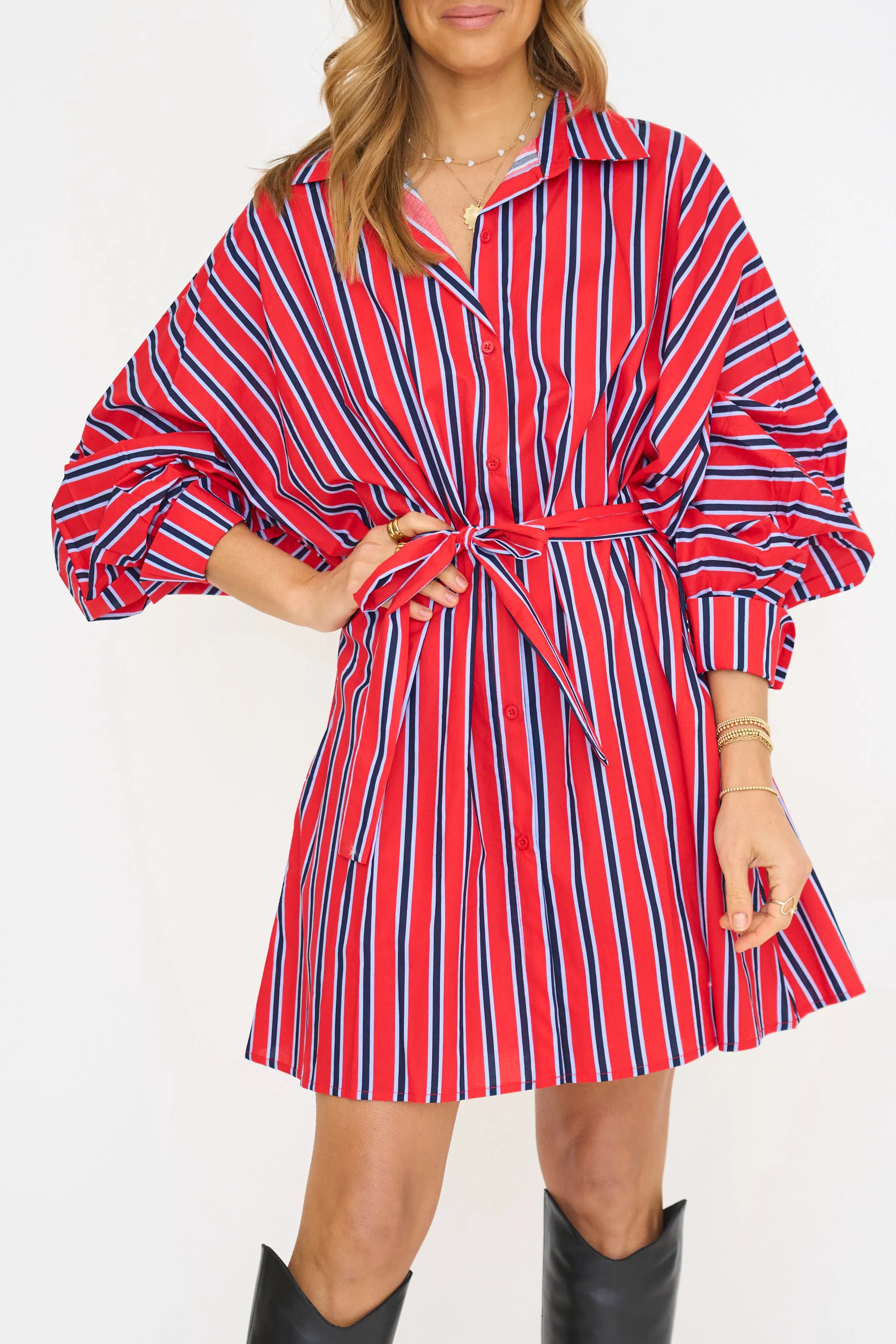 Dani Stripe Belted Mini Dress