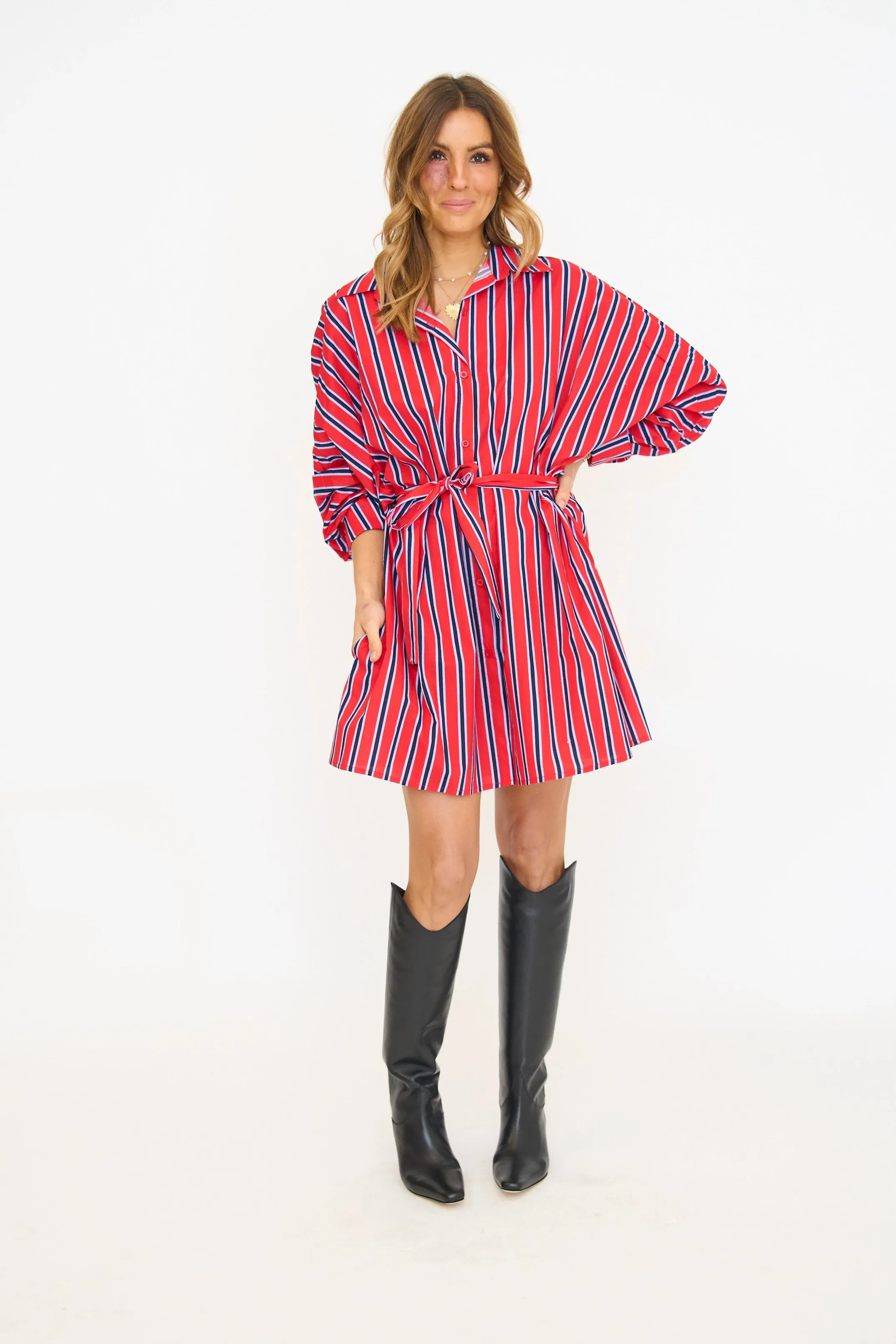 Dani Stripe Belted Mini Dress