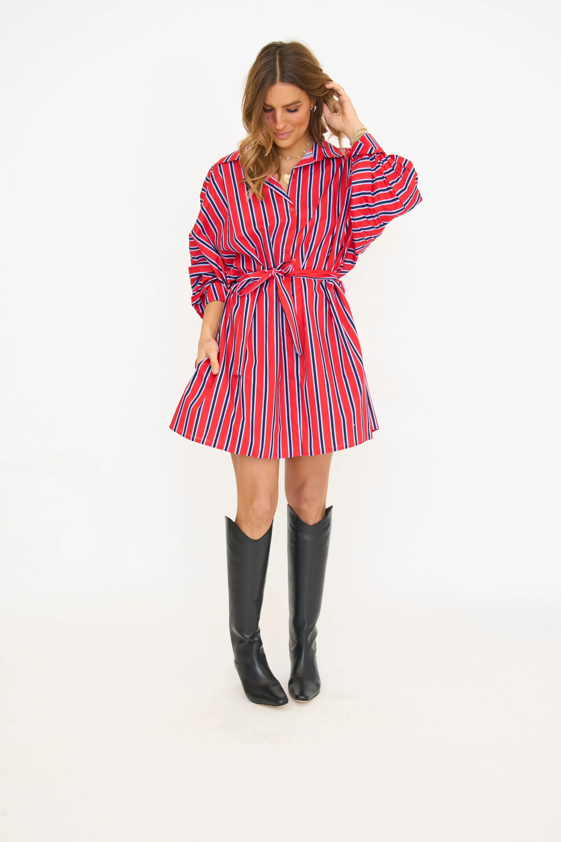 Dani Stripe Belted Mini Dress