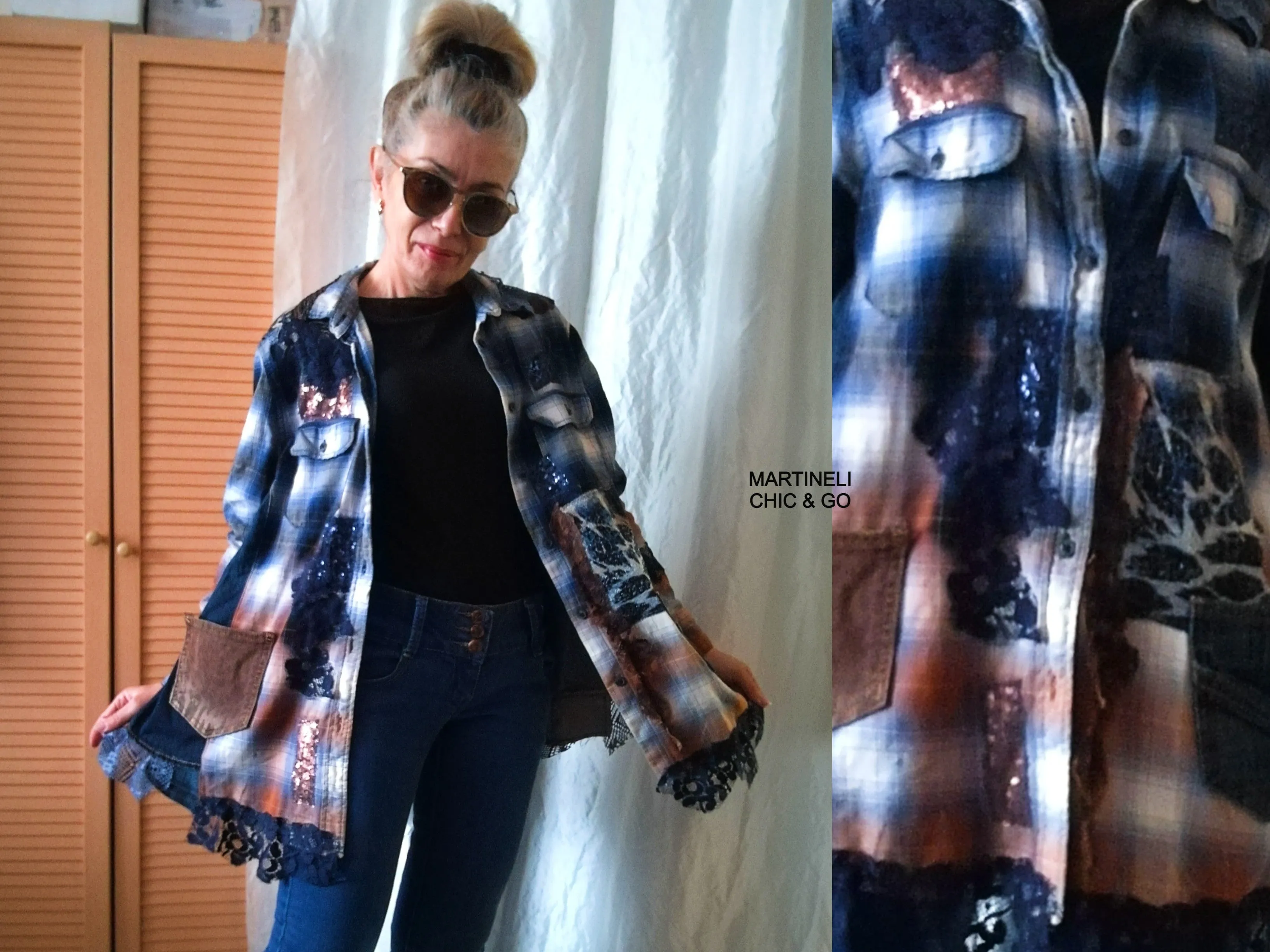 Denim Duster Dress,M/L Boho Shirt Dress,Embroidered Dress
