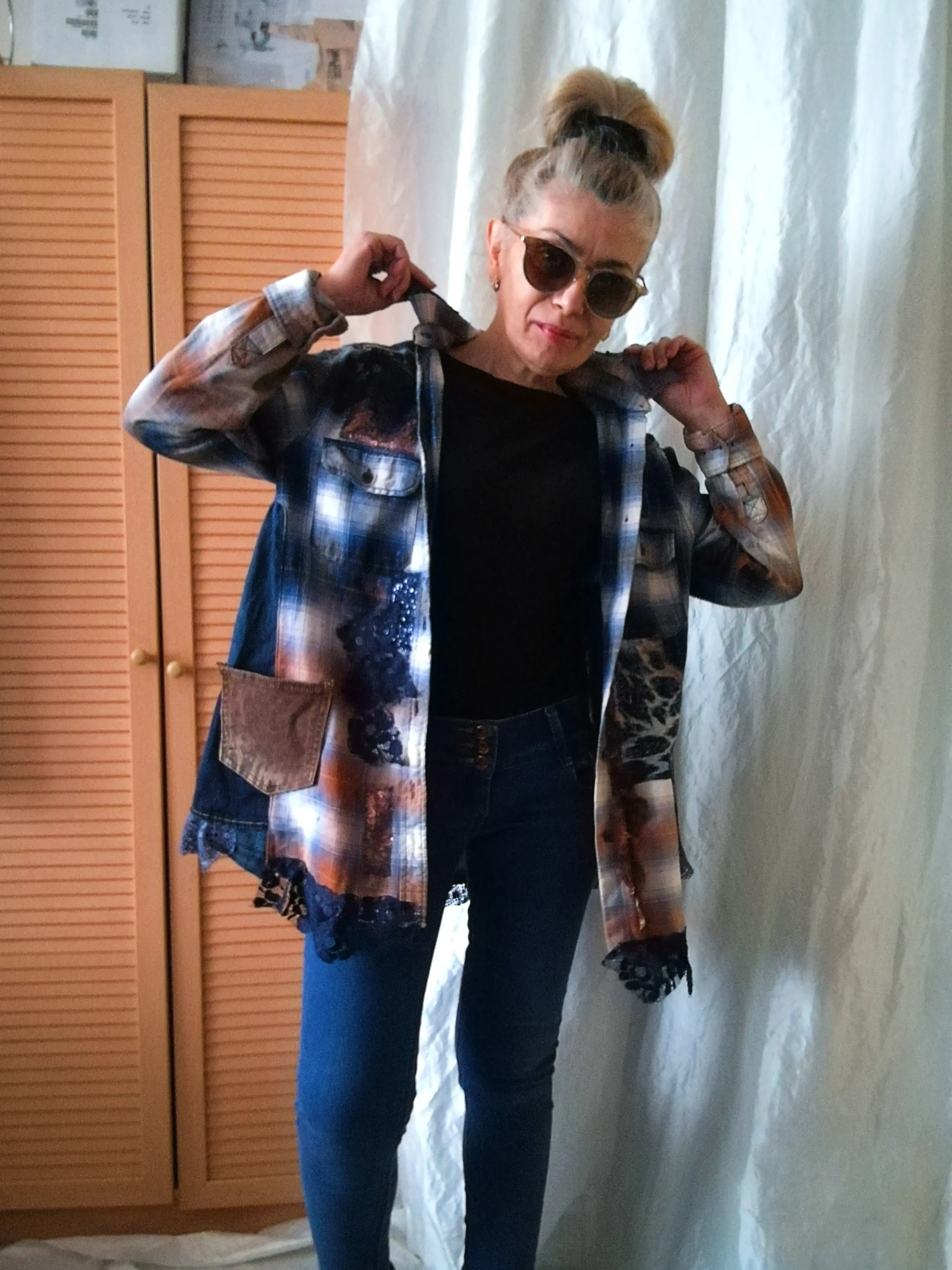 Denim Duster Dress,M/L Boho Shirt Dress,Embroidered Dress