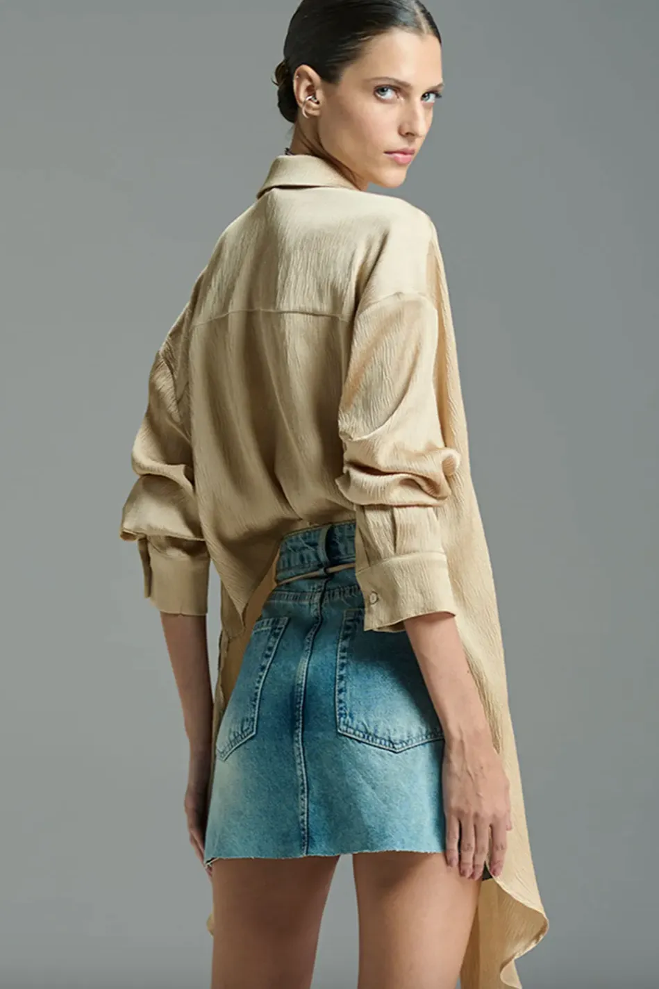 Denim Skirt & Leather Belt