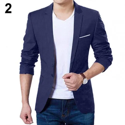 Dünnes Formales Business Blazer Eine Taste Revers Langarm Taschen  Hochzeit
