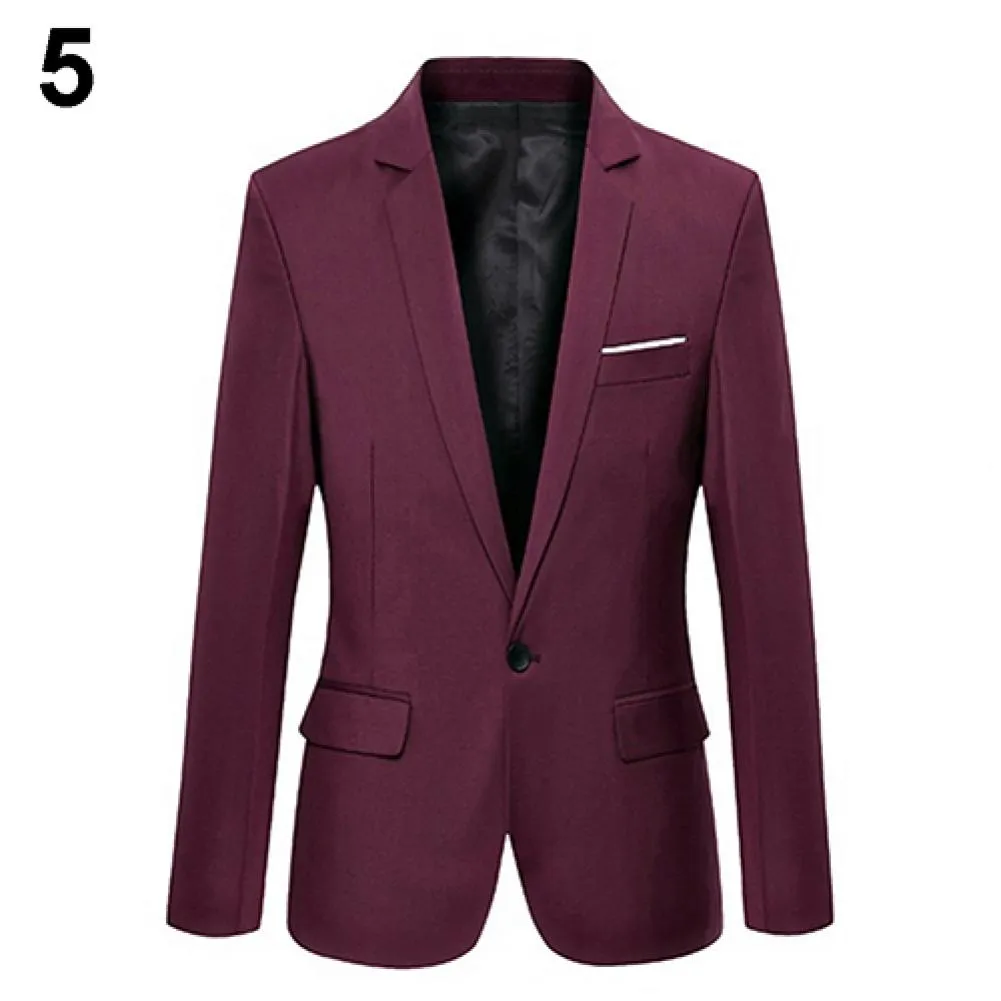 Dünnes Formales Business Blazer Eine Taste Revers Langarm Taschen  Hochzeit