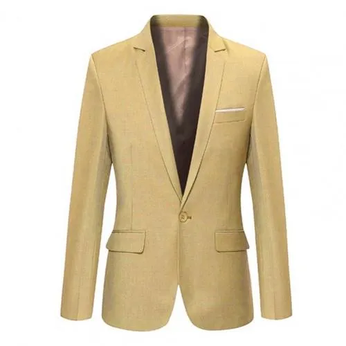 Dünnes Formales Business Blazer Eine Taste Revers Langarm Taschen  Hochzeit