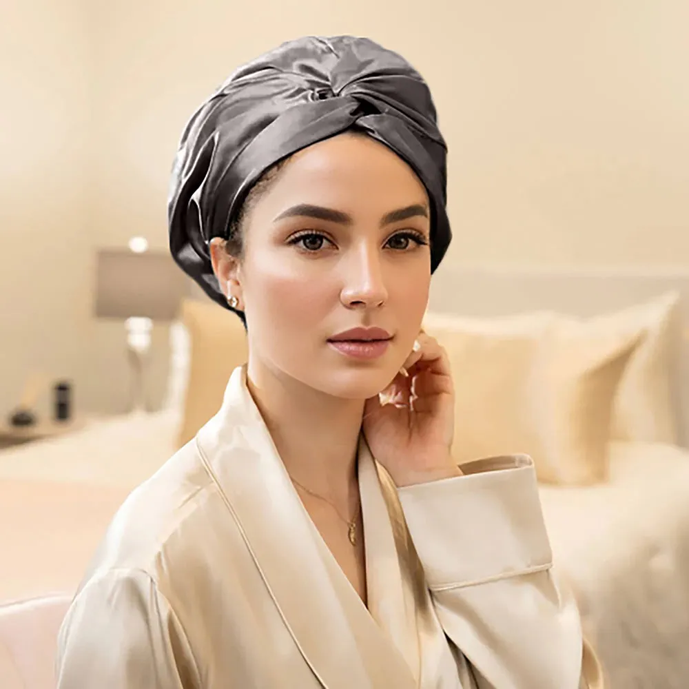 Double Layer Silk Bonnet - Dark Gray