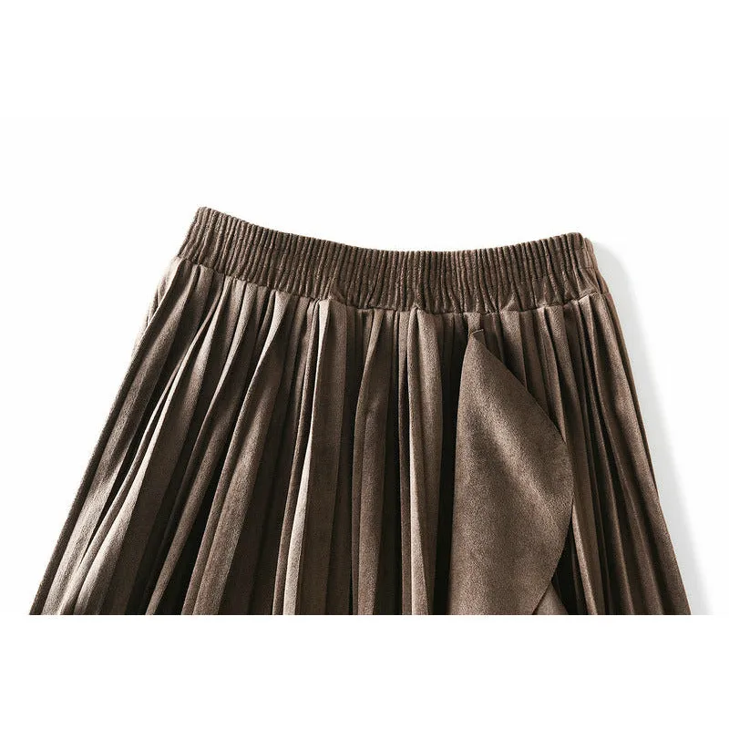 Elegant Ruffles Patchwork Velvet Skirt