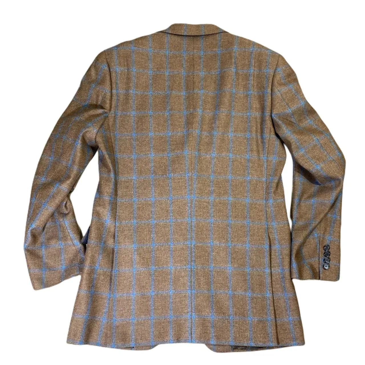 ERMENEGILDO ZEGNA Men's Outerwear Nervesa Check Blazer Size Large Brown Long Sleeve Single Breasted